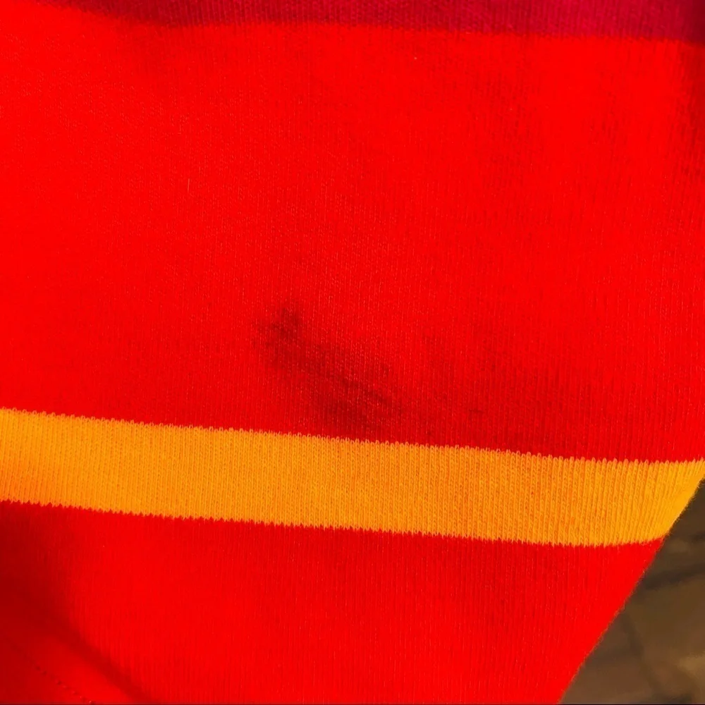 Vintage Adrienne Vittadini sport 100% cotton red multicolor Striped Midi Skirt
